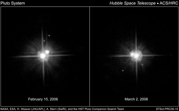 HST Images Showing the Movement of Pluto's Moons Nix and Hydra